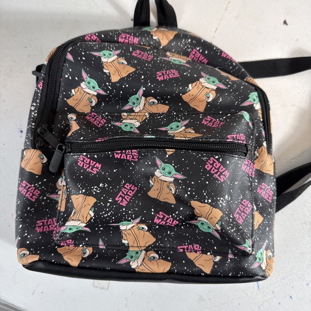 Star Wars MINI‎ Backpack Black Multi-Color Grogu Baby Yoda EUC